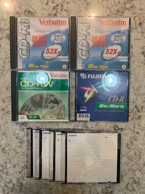 Verbatim Fujifilm Sony CD-R CD-RW new compact discs bundle of 8